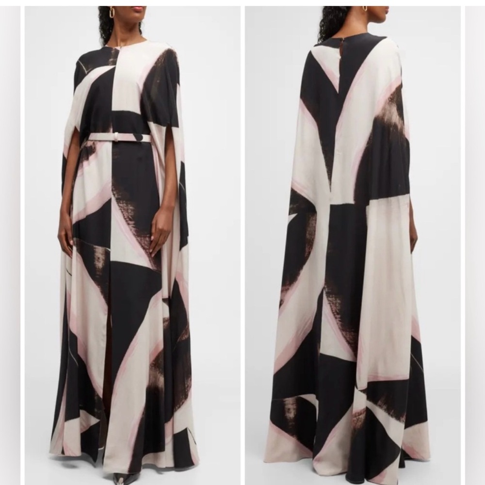 Alexander McQueen Black and White Asymmetrical Maxi Gown size 46